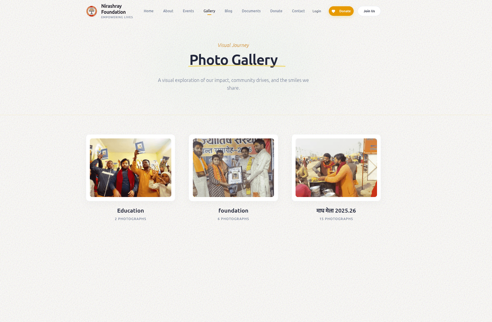 Gallery managed from the Nirashray dashboard